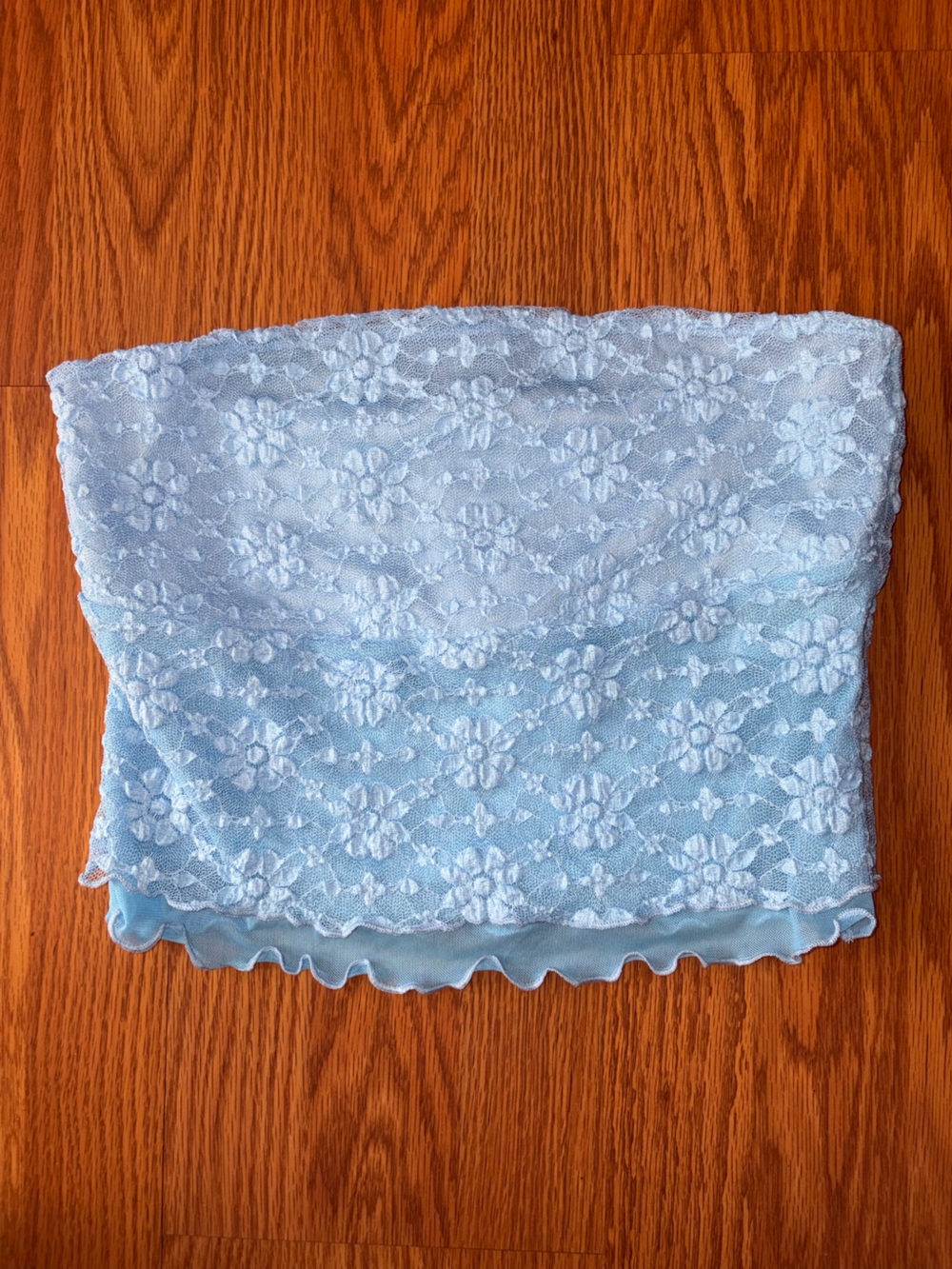 Urban Outfitters Kimchi Blue Light Blue Layered Lace Tube Top